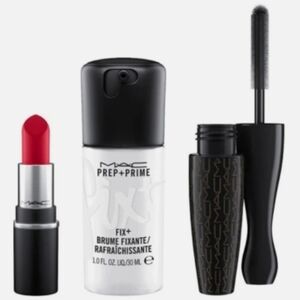 MAC Cosmetics Prep + Prime Set with Red Lipstick and Black Mascara